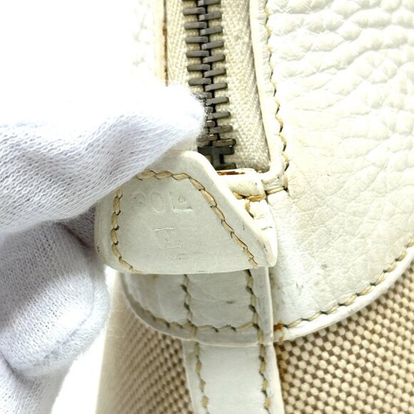 HERMES Bolide35 Bag Hand Bag Toile H / Leather White - Picture 5 of 14